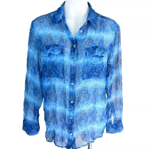 Equipment Femme Sheer Silk Snake Print Top - Picture 1 of 4
